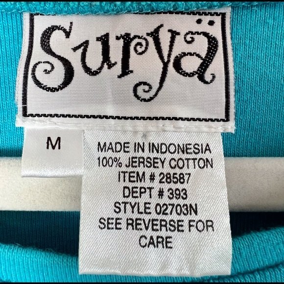 Surya Sequined Beaded Short Sleeve Turquoise Top Size M - Picture 4 of 4